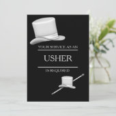 Classy Stylish Silver Top Hat Ring Usher Kaart (Staand voorkant)