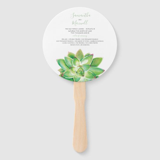 Classy Succulent Wedding Program Fan Handwaaier (Voorkant)