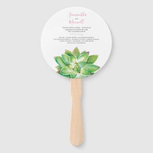 Classy Succulent Wedding Program Fan Handwaaier (Voorkant)