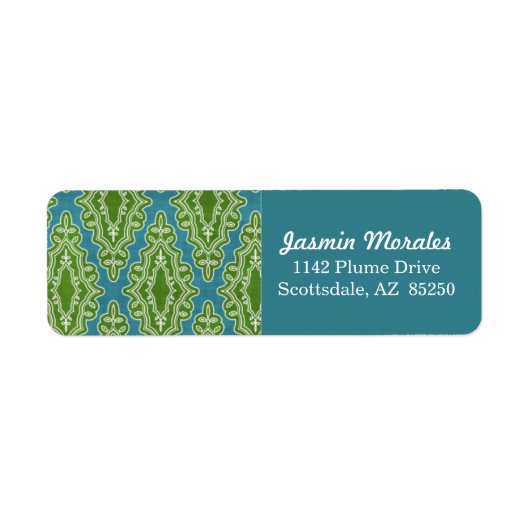 Classy Swirly Damask Retouradres Stickers (Voorkant)