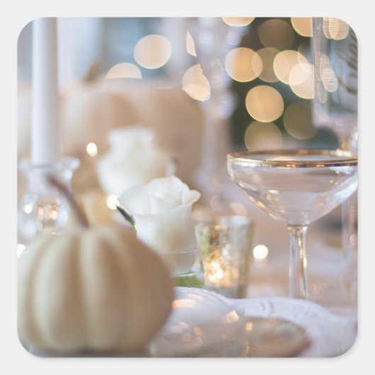 Classy tafel met Fancy plaatsinstelling Vierkante Sticker (Voorkant)