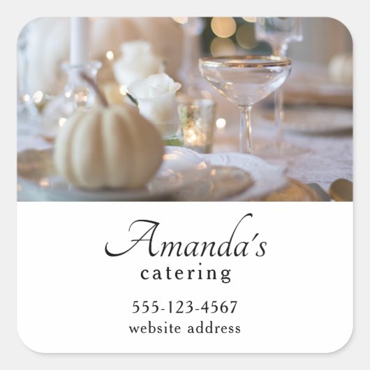 Classy tafel met Fancy Place Setting Business Vierkante Sticker (Voorkant)