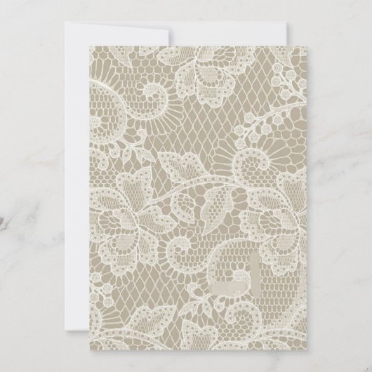 Classy Tan Lace bruiloft uitnodiging (Achterkant)