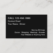 Classy Taxi of Uber Driver Vervoer Visitekaartje (Achterkant)