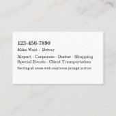 Classy Taxi Service Luxe Visitekaartjes (Achterkant)