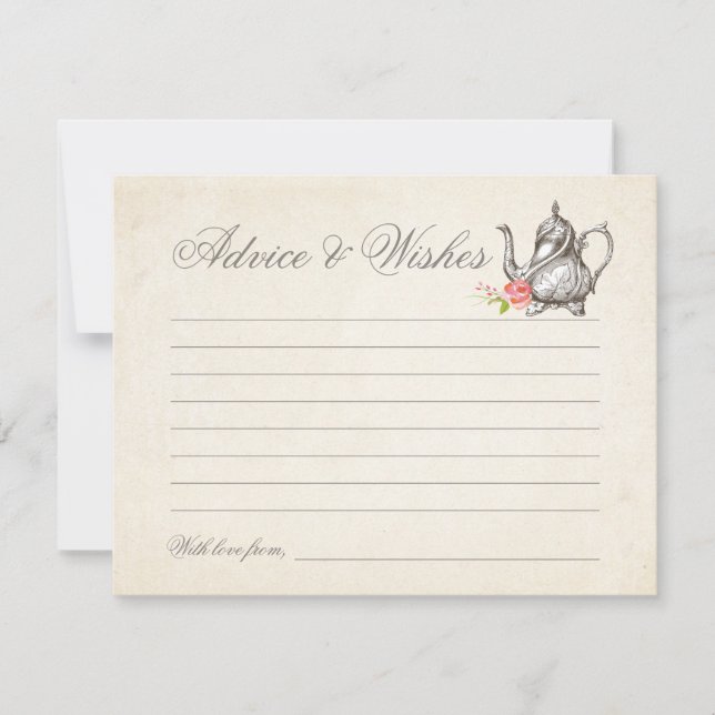 Classy  Tea Party Advice and Wishes Kaart (Voorkant)