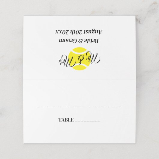 Classy tennis thema trouwtafel plaats kaarten (Buitenkant ongevouwen)
