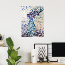 Classy Textured Floral Vase Illustration