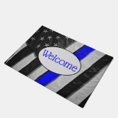 Classy Thin Blue Line American Flag Welkom Deurmat (Schuin)