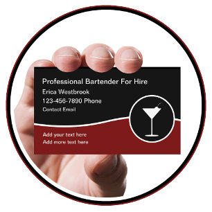 Classy trendy bartender te huur Visitekaartje Nieu