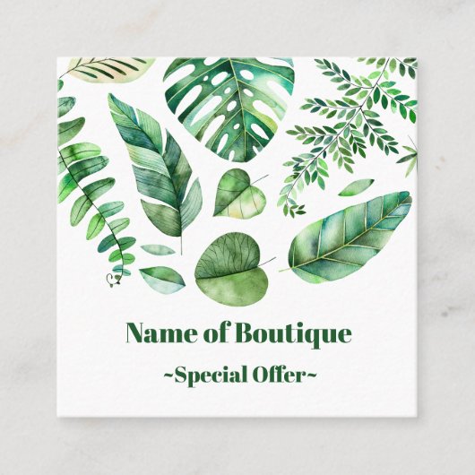 Classy tropical leaves Boutique Discount Coupon (Voorkant)