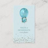 Classy Turquoise Balloon Glitter Event Planner Visitekaartje (Voorkant)