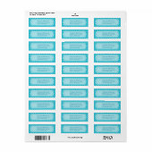 Classy Turquoise Blue Quatrefoil Monogram en naam Etiket (Full Sheet)