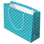 Classy Turquoise Blue Quatrefoil Monogram en naam Groot Cadeauzakje (Achterkant Gekanteld)