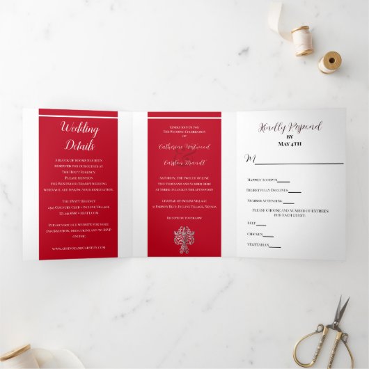 Classy Two Color's bruiloft Drieluik Uitnodiging (Binnen)