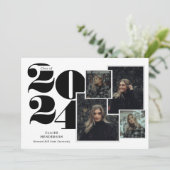 Classy Typografie Script Photo Collage Afstuderen Aankondiging (Staand voorkant)