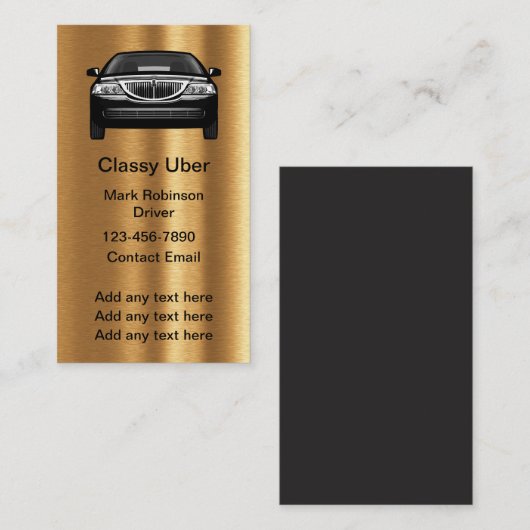 Classy Uber Driver Gouden Toon visitekaartjes (Voorkant / Achterkant)