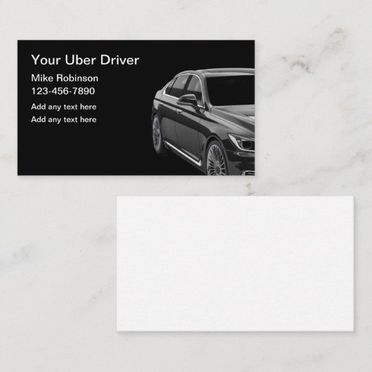 Classy Uber Driver Ride Hailing Visitekaartjes (Voorkant / Achterkant)