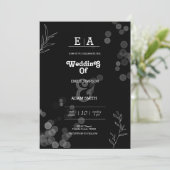 Classy unieke zwart-wit bruiloft kaart (Staand voorkant)