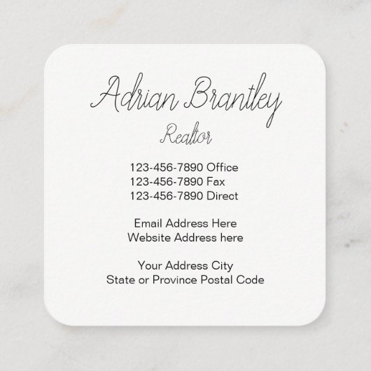 Classy Unique Real Estate Theme Vierkante Visitekaartje (Achterkant)