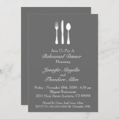Classy Utensils Rehearsal Dinner Invite (Grijs) Kaart (Voorkant / Achterkant)