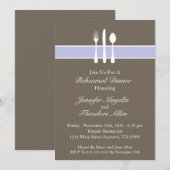 Classy Utensils Rehearsal Dinner Invite (Paars) Kaart (Voorkant / Achterkant)