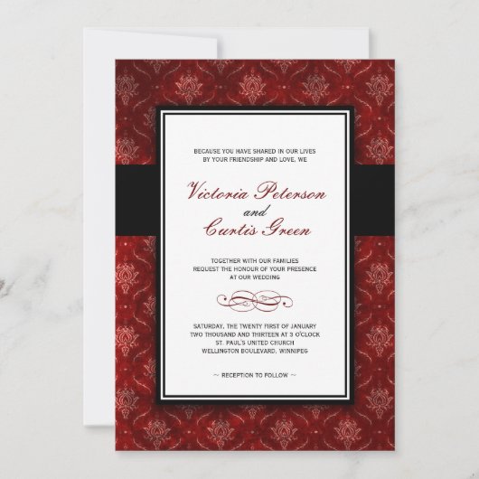 Classy Velvet Wedding Invitations Kaart (Voorkant)