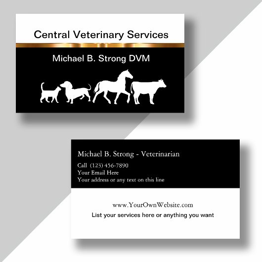 Classy Veterinarian Pet Animals Visitekaartje