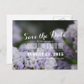 Classy Violet Flowers Wedding Sla de datum op Aankondigingskaart (Voorkant / Achterkant)