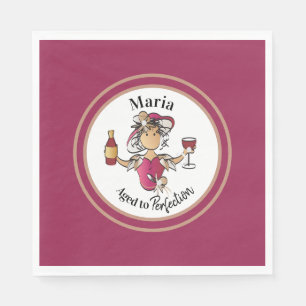 Classy Vrouw Personalized Wine Birthday Napkin Servet