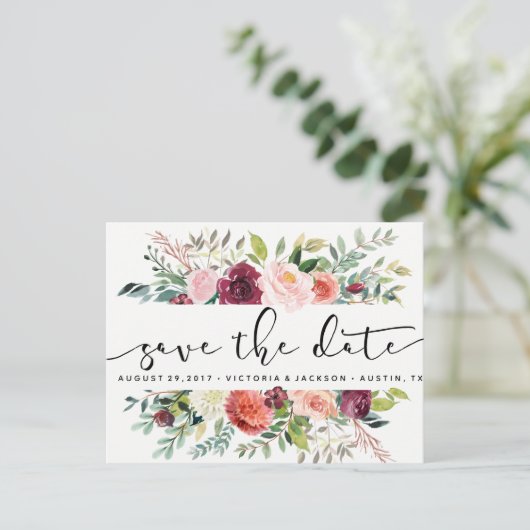 Classy Waterverf Autum bruiloft opslaan van de dat Aankondigingskaart (Staand voorkant)