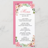 Classy Waterverf Blush Pink Floral Wedding Menu (Voorkant / Achterkant)