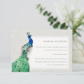 Classy  Waterverf Peacock Weddenschap Informatiekaartje (Staand voorkant)