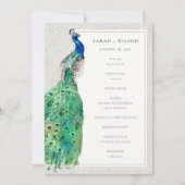 Classy  Waterverf Peacock Wedding Programme Bedankkaart (Voorkant)