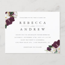 Classy Waterverf Plum Floral Corners Wedding