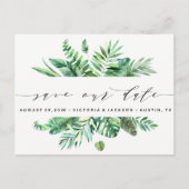 Classy Waterverf Tropische Bladeren Save Our Date Aankondigingskaart (Voorkant)