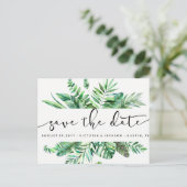 Classy Waterverf Tropische bladeren slaan de datum Aankondigingskaart (Staand voorkant)