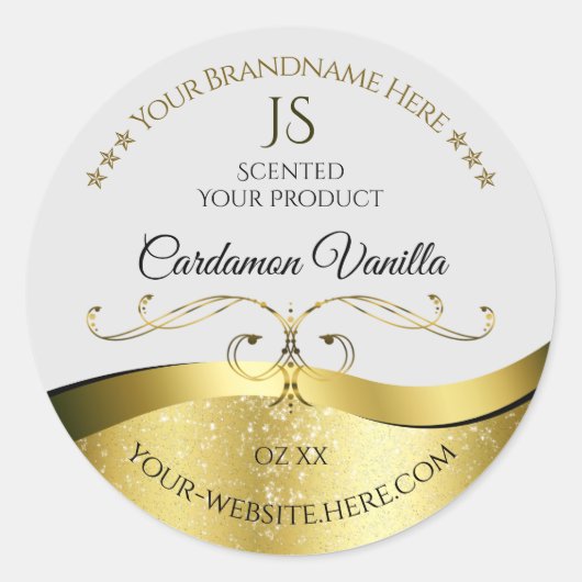 Classy Wavy Gold Décor Clair gris Étiquette (Devant)