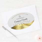 Classy Wavy Gold Décor Clair gris Étiquette (Enveloppe)