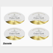 Classy Wavy Gold Décor Clair gris Étiquette (Feuille)