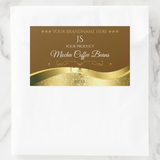 Classy Wavy Gold Decor Donkerbruin Monogram Label (Tas)