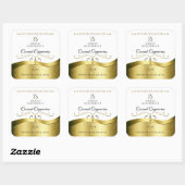 Classy Wavy Gold Decor Licht Wit Monogram Label (Vel)