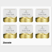 Classy Wavy Gold Decor Lichtgrijs Monogram Label (Vel)
