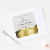 Classy Wavy Gold Decor Lichtgrijs Monogram Label (Envelop)