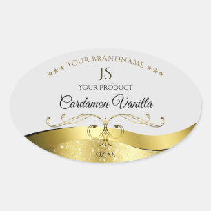 Classy Wavy Gold Decor Lichtgrijs Monogram Label