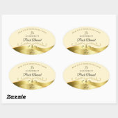 Classy Wavy Gold Decor Light Peach Monogram Label (Vel)