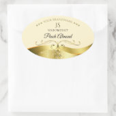 Classy Wavy Gold Decor Light Peach Monogram Label (Tas)