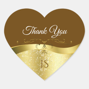 Classy Wavy Gold Decor op Donkerbruin Dank u Hart Sticker