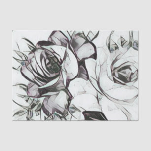 Classy Wedding Black White Roos Floral Pattern Tissuepapier