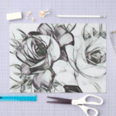 Classy Wedding Black White Roos Floral Pattern Tissuepapier (Craft)